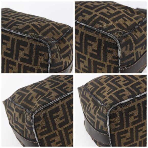 FENDI Zucca Canvas Vanity Hand Bag Black Brown Auth 150076 - Picture 14 of 16